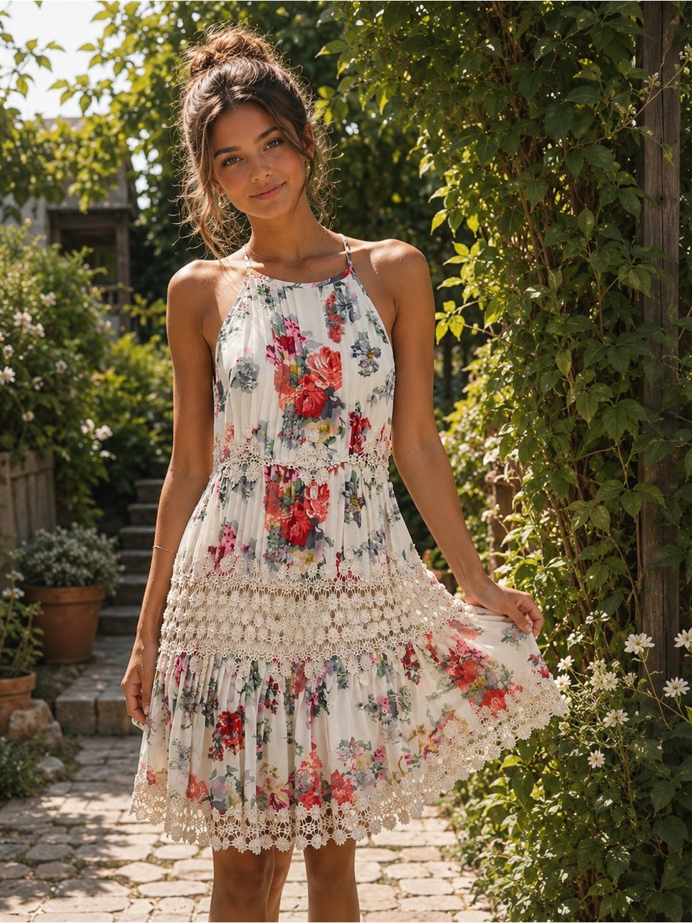ANTHROPOLOGIE x RANNA GILL Kalila Boho Floral Lace Dress Size Small